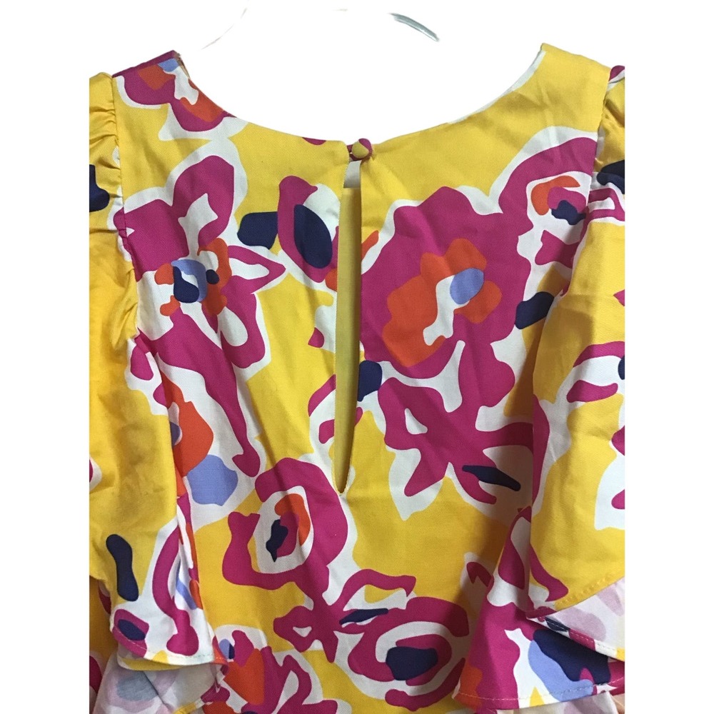 CROSBY by Mollie Burch Vibrant Yellow and Pink Midi Dress - Picture 3 of 7